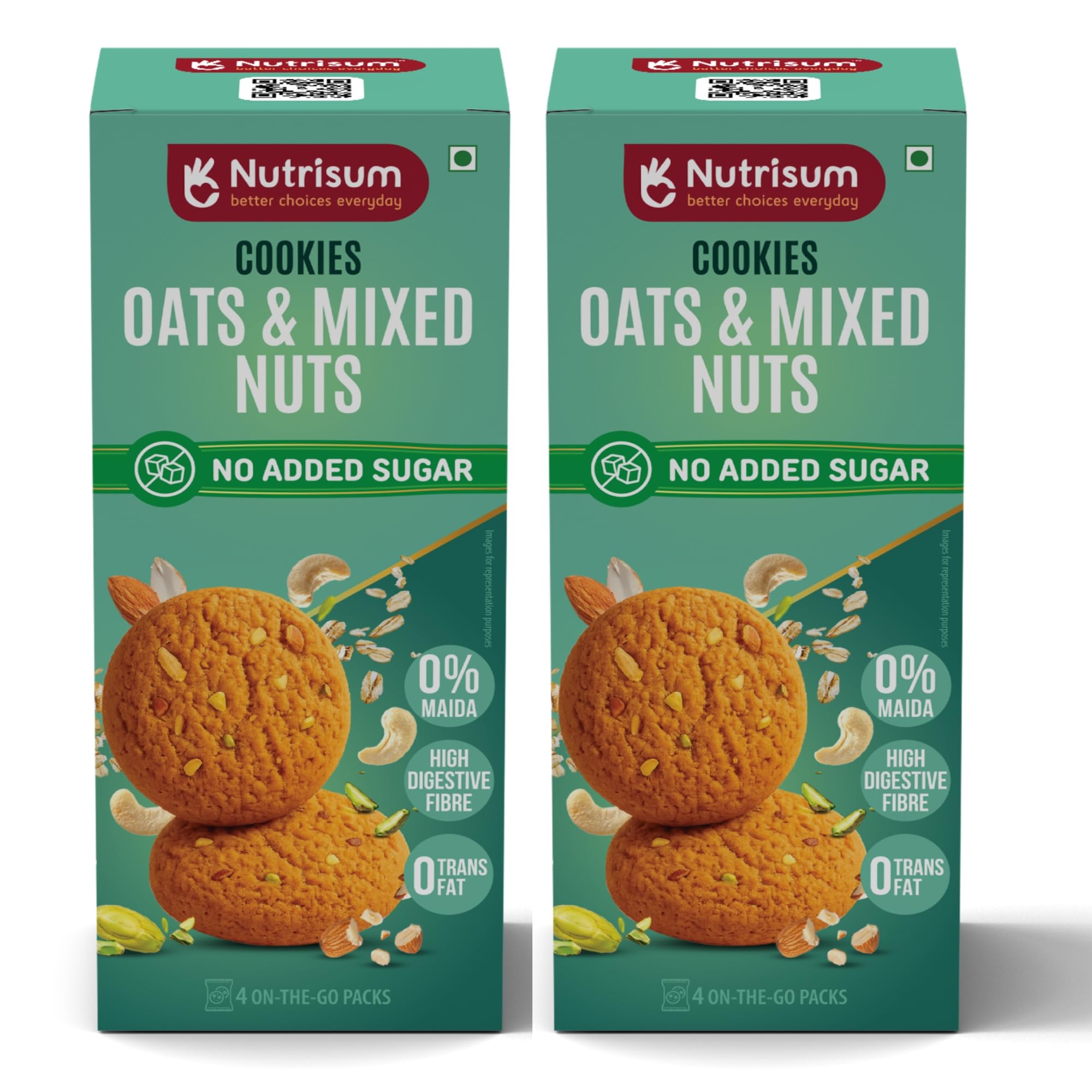 Nutrisum Oats Mixed Nuts Cookies | Pack of 2 x 70g each | Digestive High Fibre Biscuits | No Maida | Zero Trans Fat | No Added Refined Sugar | No Preservatives | Delicious Crunchy Snacks-image-23