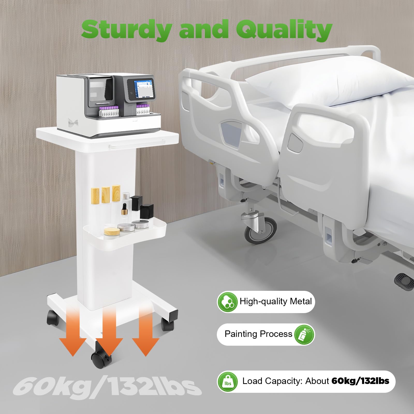 Laborwagen Rollwagen Metall | Medizinischer Wagen | 2 Stock Schönheitssalon-rollwagen | Medizinischer Trolley | Dental GeräTewagen | Zahnarzt Trolley Cart