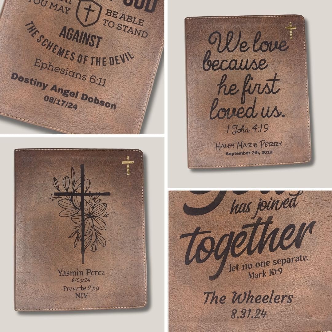 Personalized Bride & Groom NIV Bible Faux Leather Medium Print Size | Full Cover Design with Family Tree and Name or Text | Wedding Ceremony Faith Vows Gift | Brown