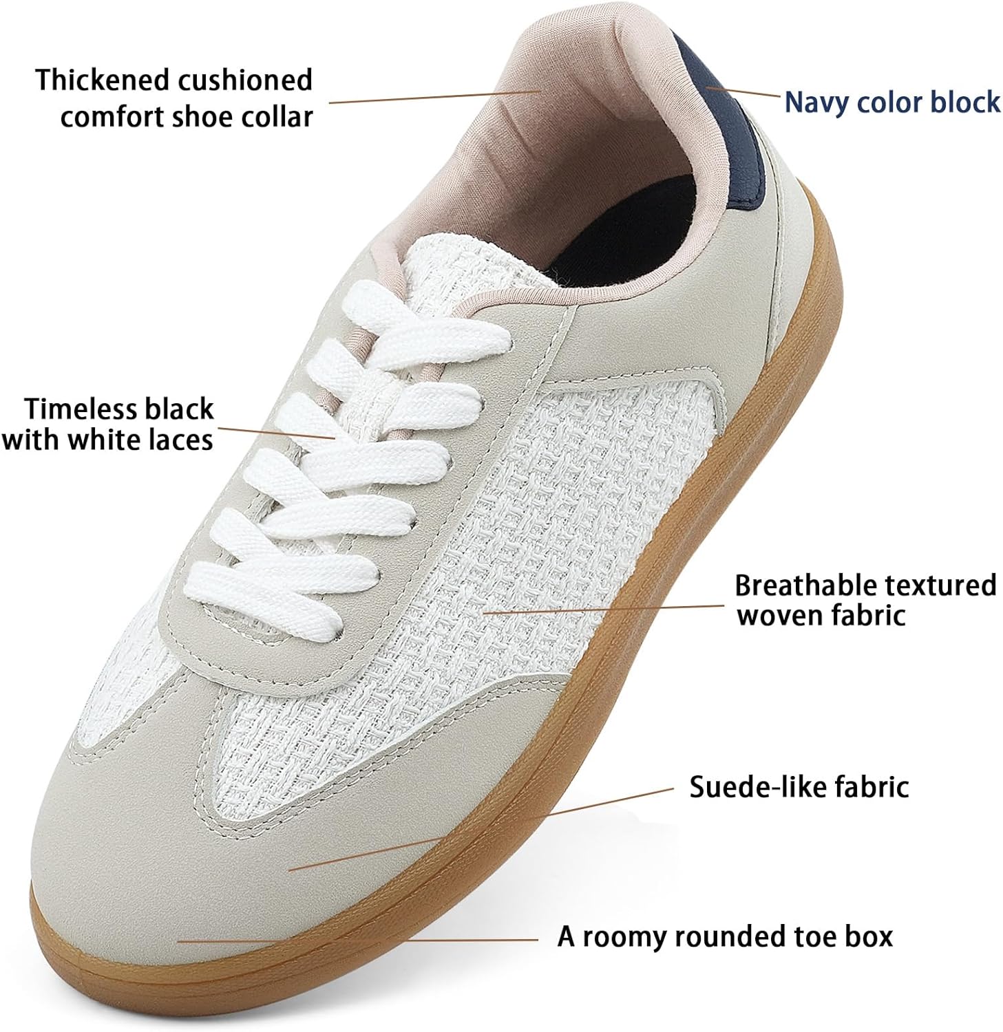 JENN ARDOR Lightweight Sneakers for Women Fashion Lace-Up Tennis Shoes Casual Comfortable Non-Slip Work Walking Everyday Shoes - Image 4