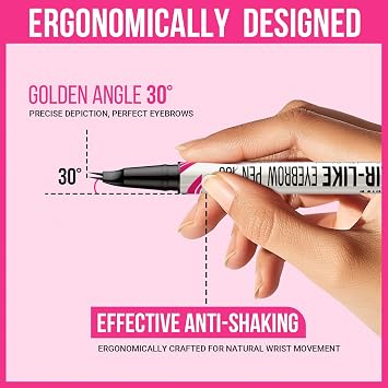iMethod Curved Eyebrow Pen - Eyebrow Pencil, Brow Pencil 2-in-1 Dual-Ended Microblading Eyebrow Pen with Curved Tip and Precise Brush-Tip for Natural Hair-Like Brows, Last All-Day, Light Brown