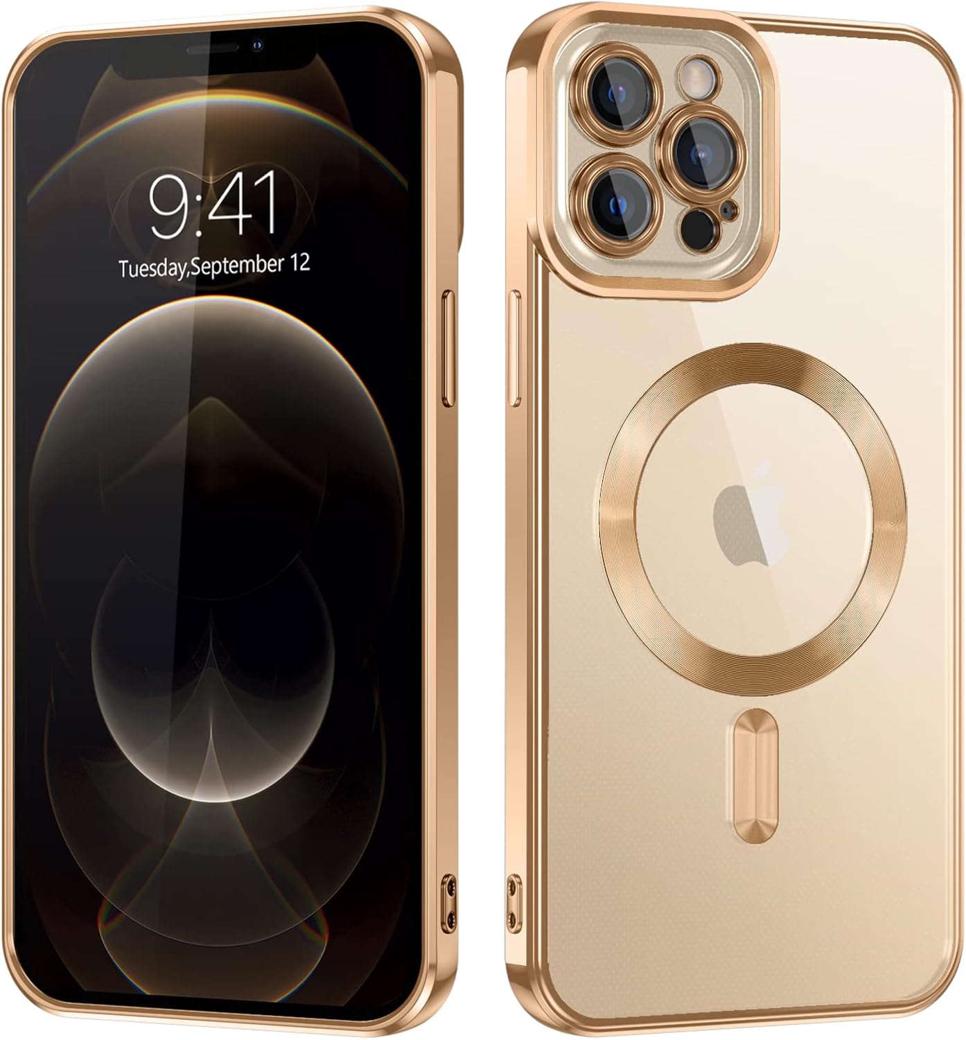 Custodia DUEDUE Per IPhone 12/12 Pro Con Anello Magnetico E Supporto - Blu - Protezione Militare Antiurto