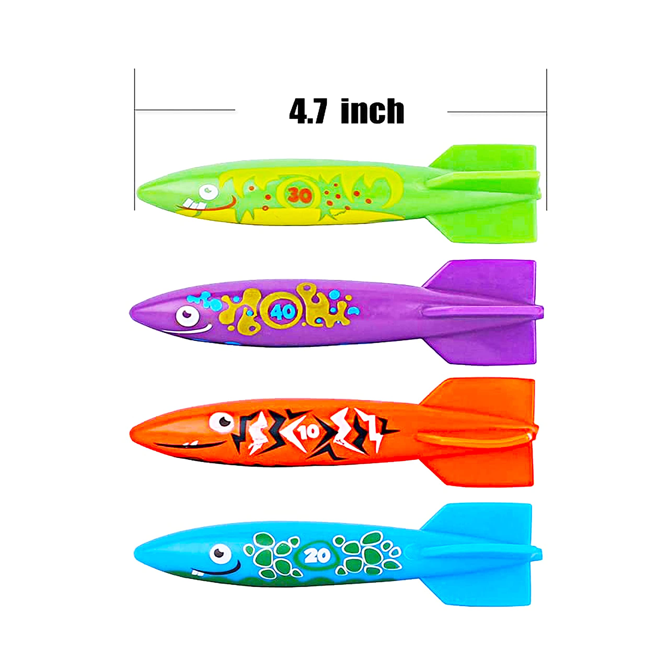 Jouets De Plongée Carykon - Lot De 8 Torpilles Requins - Pour Piscine Et Jeux Aquatiques