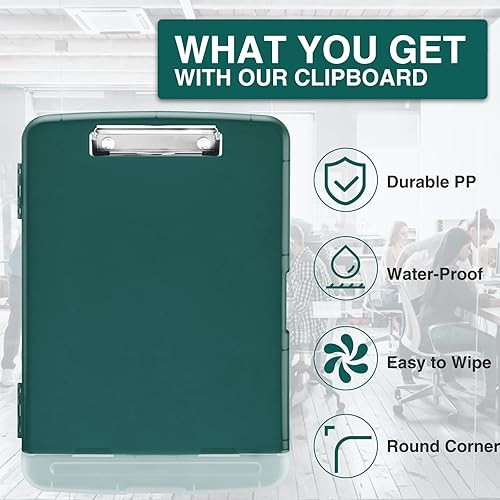 Vista 44 de Sooez Portapapeles con almacenamiento, tableros de clip de alta capacidad de 8.5 x 11 pulgadas con almacenamiento, carpeta de portapapeles de Rosa