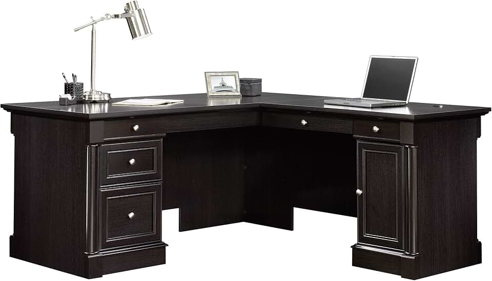 Sauder Palladia L Shaped Desk in Wind Oak Finish