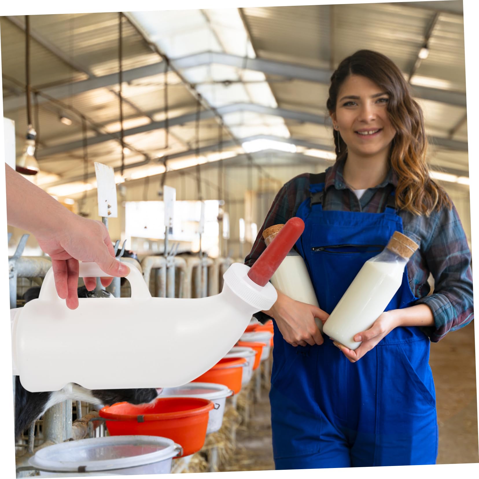 HANABASS 2juegos Biberón De Alimentación Para Terneros Con Asa Botella De Leche Horizontal Para Corderos y Cabras Chupete De Reutilizable Alimentador De Ganado
