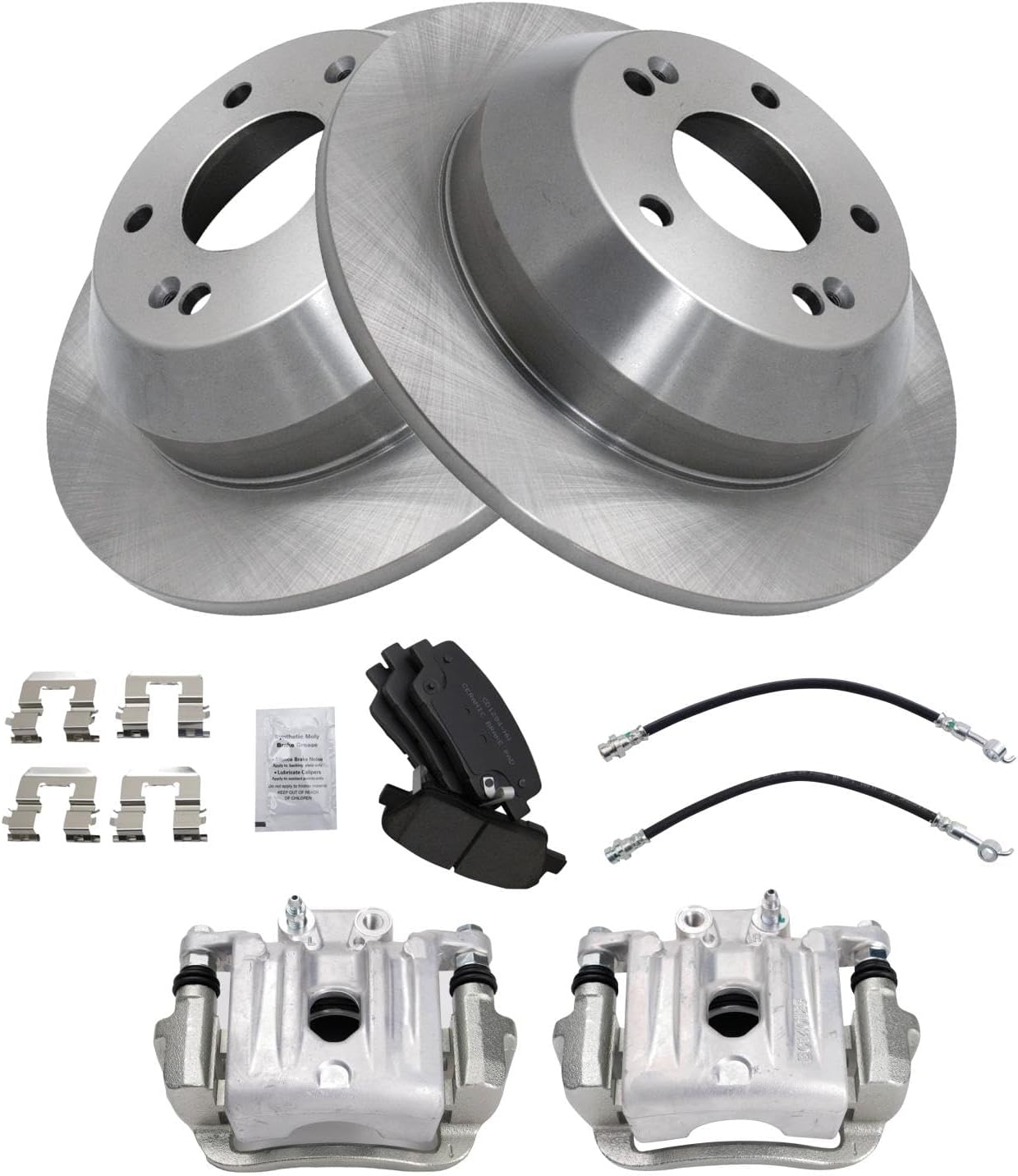 TRQ Rear Brake Pad & Rotor Kit Ceramic Compatible with 2014 Kia Sorento