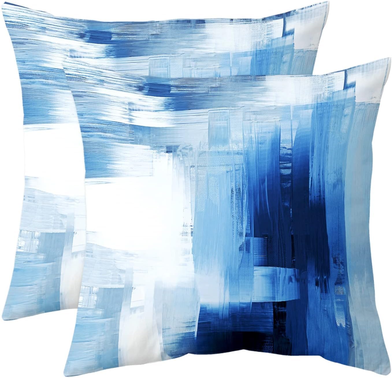 QUALKNOY Set of 2 Velvet Cushion Covers 45 x 45cm Blue Abstract Art Modern Decorative Throw Pillow Cases 18"x18" for Living Room Sofa Garden Outdoor Courtyard Decor Pillowcases โ image 1