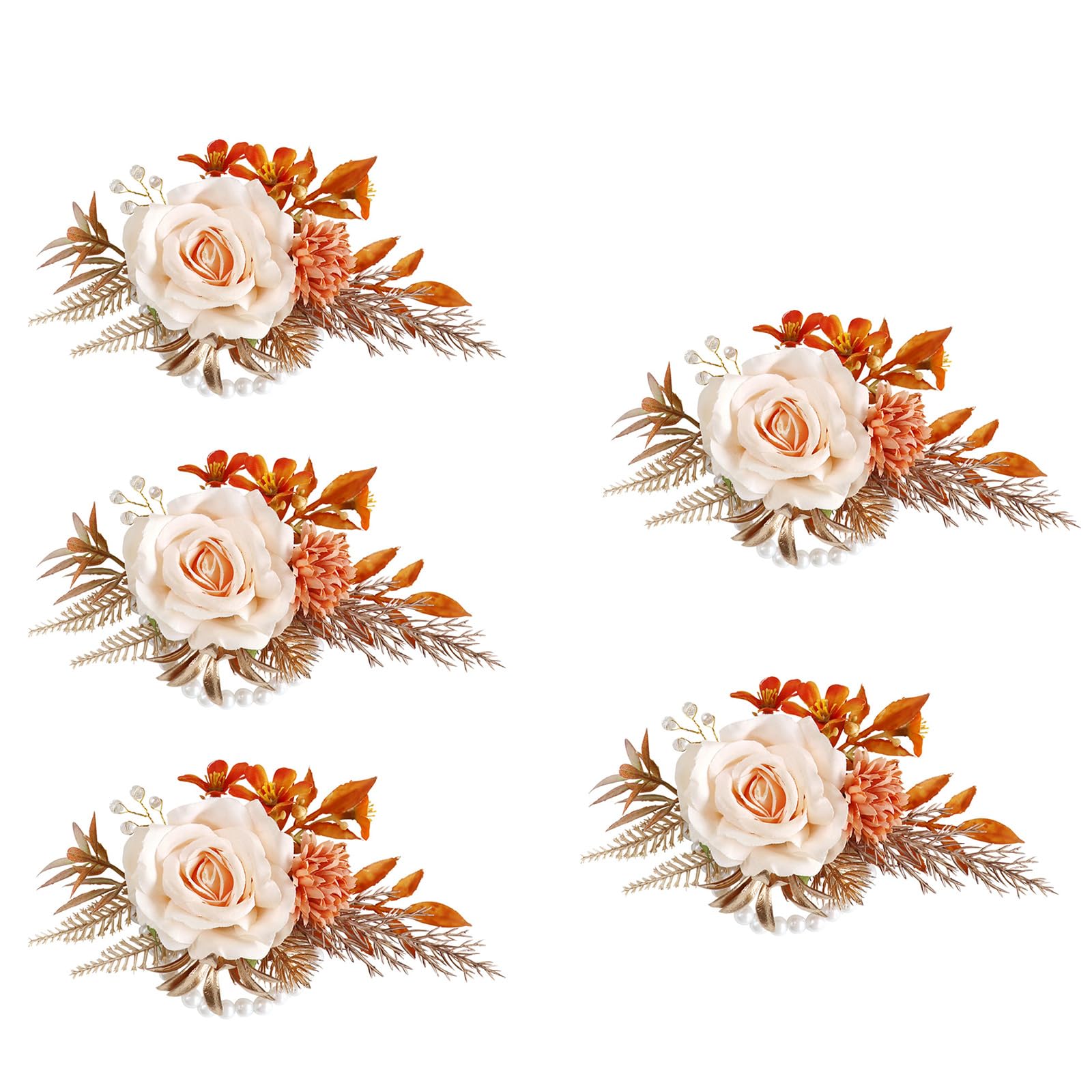 Jazuaiao Boutonniere and Corsage Stylish Flower Boutonniere and Corsage Accessory for Groomsmen and Bridesmaids Artificial Set