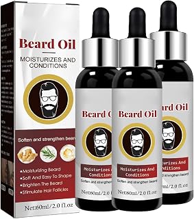 3 Pcs Beard Growth Organic Care Oil, Natural Beard Growth Serum, Promotes Facial Hair Growth, Beard Growth Oil for Men Patchy Beard Growth, Moisturizes and Conditions Beard