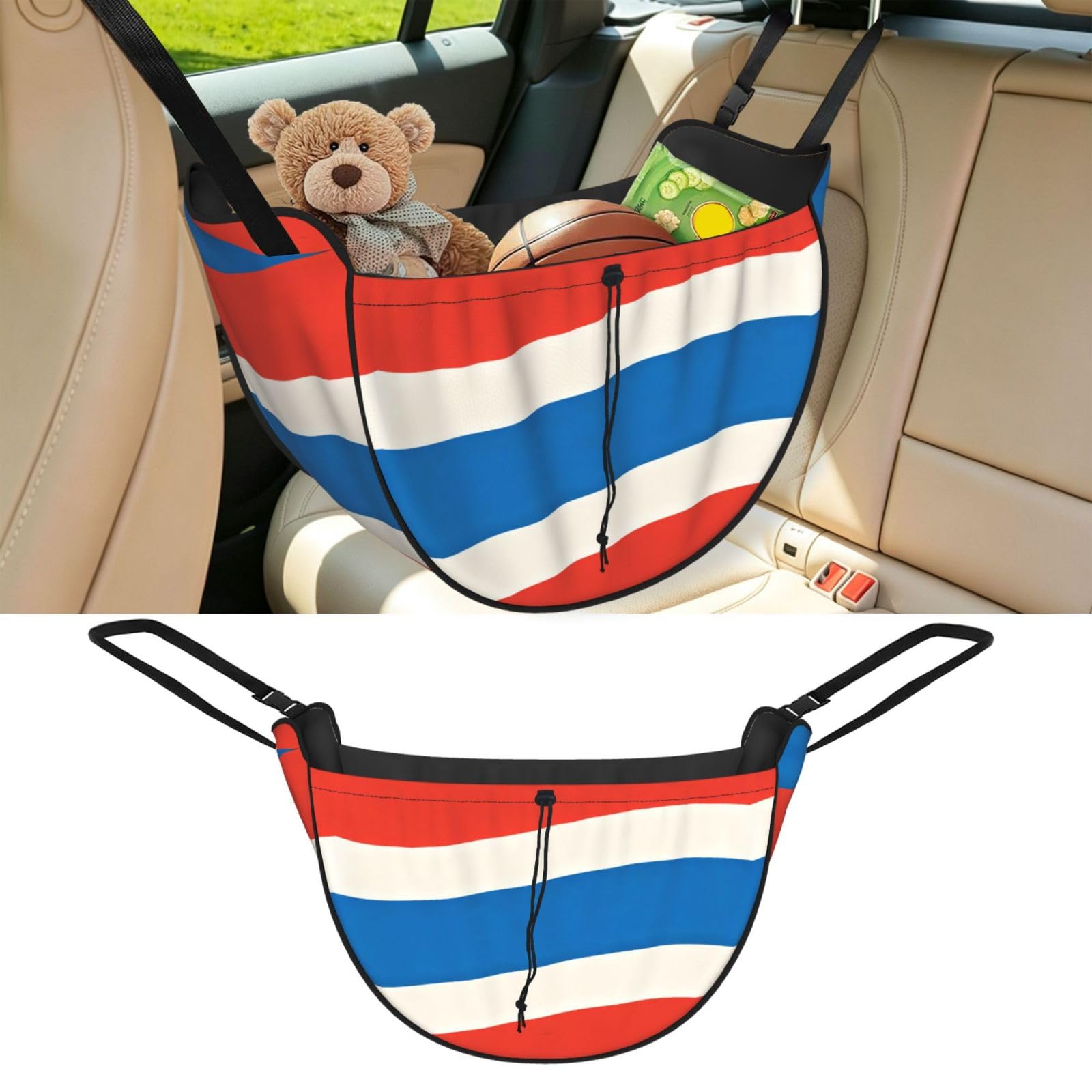 Cntdbu Black Austrian Stripe Car Seat Organizer-Backseat Storage Bag For Travel