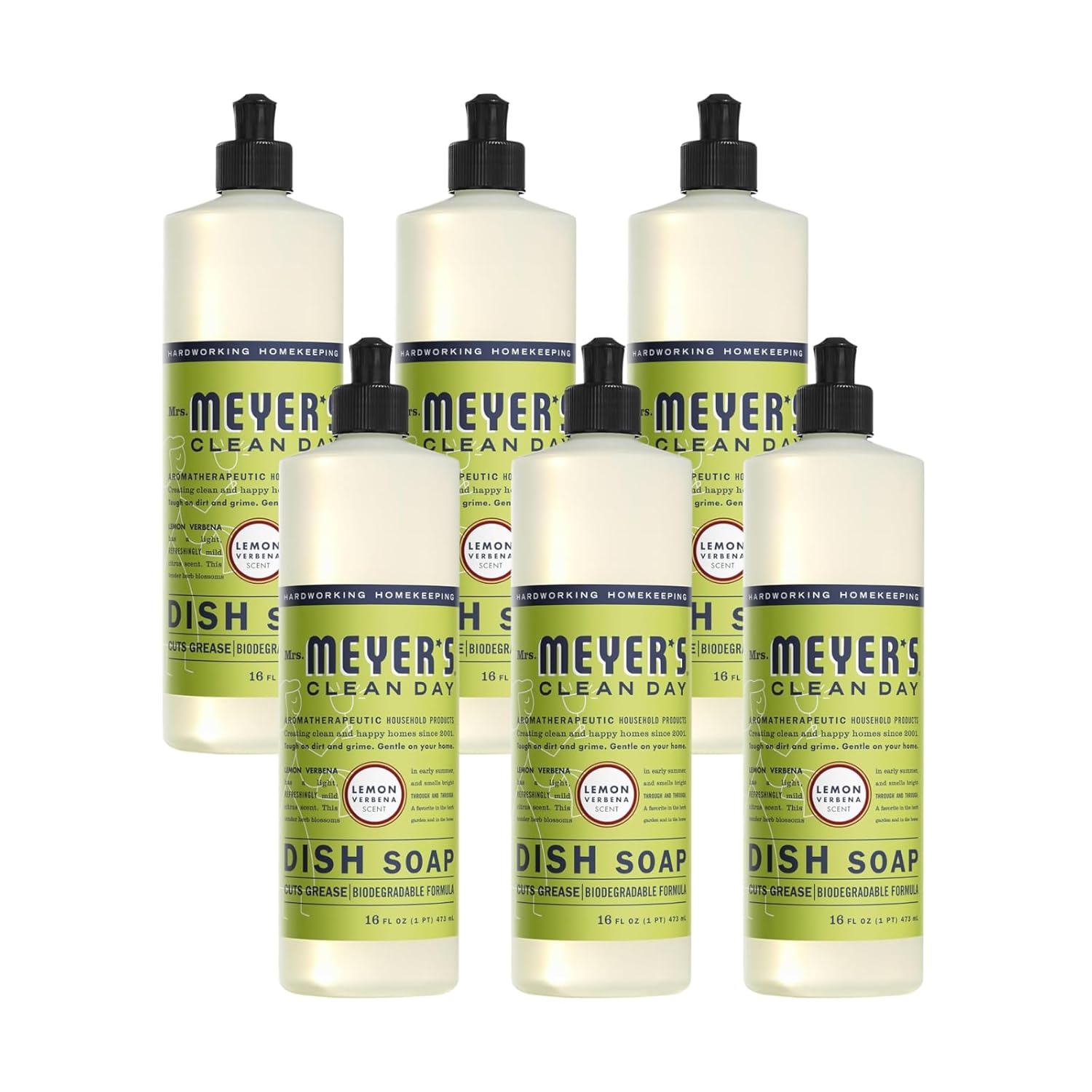 Mrs MEYERS CLEAN DAY Liquid Dish Soap Lemon Verbena 16 fl oz Pack of 6