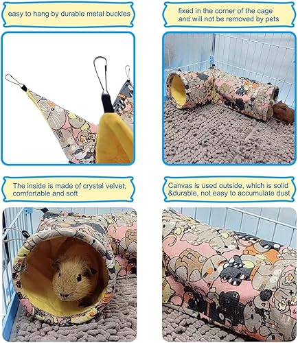 Miniatura 4 de Hamaca para hurón y túnel de rata de indias, túnel de esquina de animales pequeños, tubos y cama para erizo, cerdito de chinchilla, juguetes y