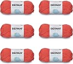 Bernat Handicrafter Cotton Tangerine Yarn - 6 Pack of 50g/1.75oz - Cotton - 4 Medium (Worsted) - 80 Yards - Knitting/Crochet