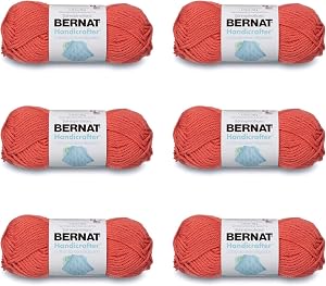 Bernat Handicrafter Cotton Tangerine Yarn - 6 Pack of 50g/1.75oz - Cotton - 4 Medium (Worsted) - 80 Yards - Knitting/Crochet