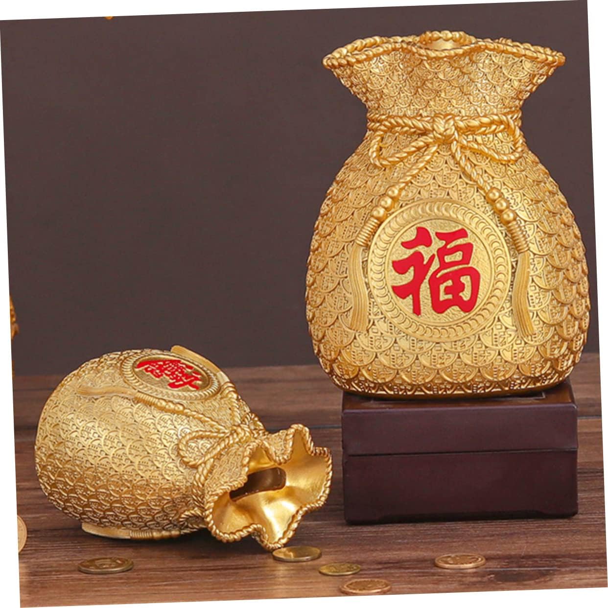 INOOMP 1pc Vintage Resin Piggy Bank Chinese Style Money Bag Desktop Ornament for Creative Saving for Lovely Resin Material with Elegant Workmanship
