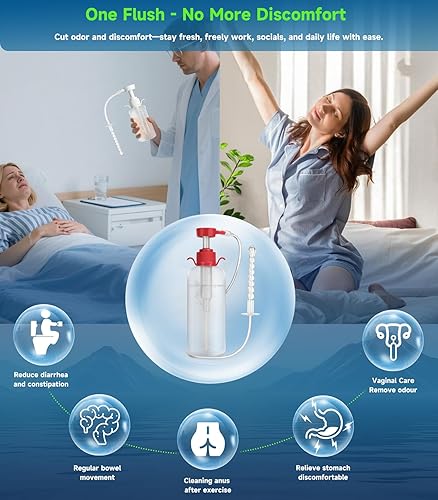 Miniatura 9 de Limpiador de ducha vaginal de 10.1 fl oz, kit de limpieza de vagina anal anti flujo posterior, kit de enema para limpieza de colon, presión manual y
