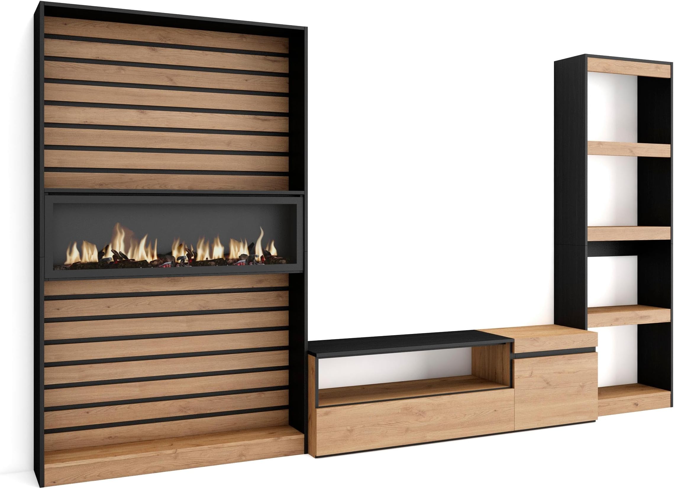 Skraut Home | Elektrische haard LED | Decoratief, Geen Warmte | 107x38x25cm | Woonkamer - Eetkamer | Elektrische haard | Moderne stijl | Zwart