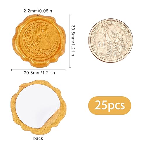 Miniatura 2 de CRASPIRE Calcomanías adhesivas para sellar cera, 25 unidades, estrellas de luna, sellos de cera autoadhesivos, calcomanías decorativas para