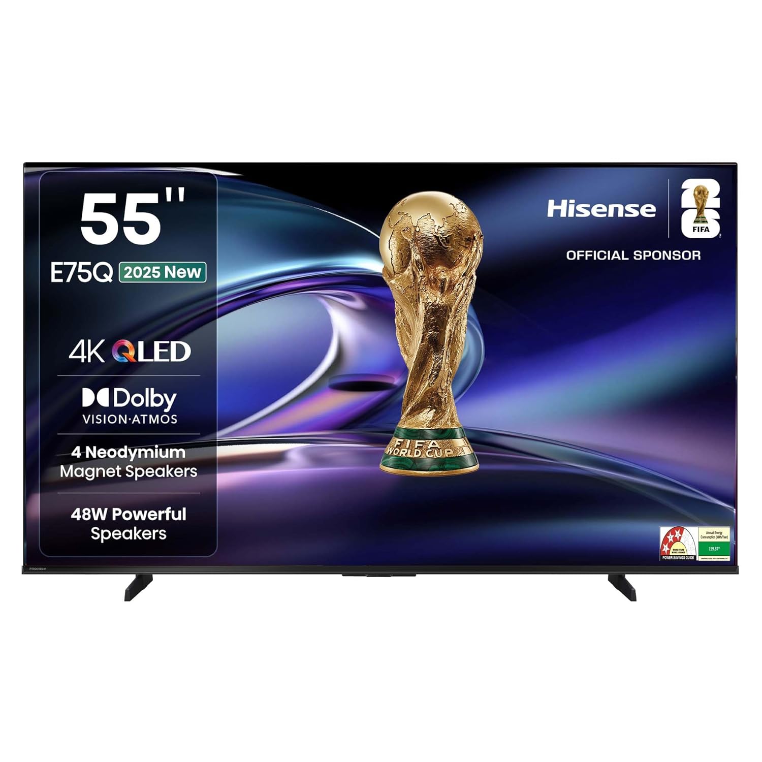 Hisense 139 cm (55 inches) E75Q Series 4K Ultra HD Smart 48W Speakers QLED TV 55E75Q (Black) Hisense 139 cm (55 inches) E75Q Series 4K Ultra HD Smart 48W Speakers QLED TV 55E75Q (Black)