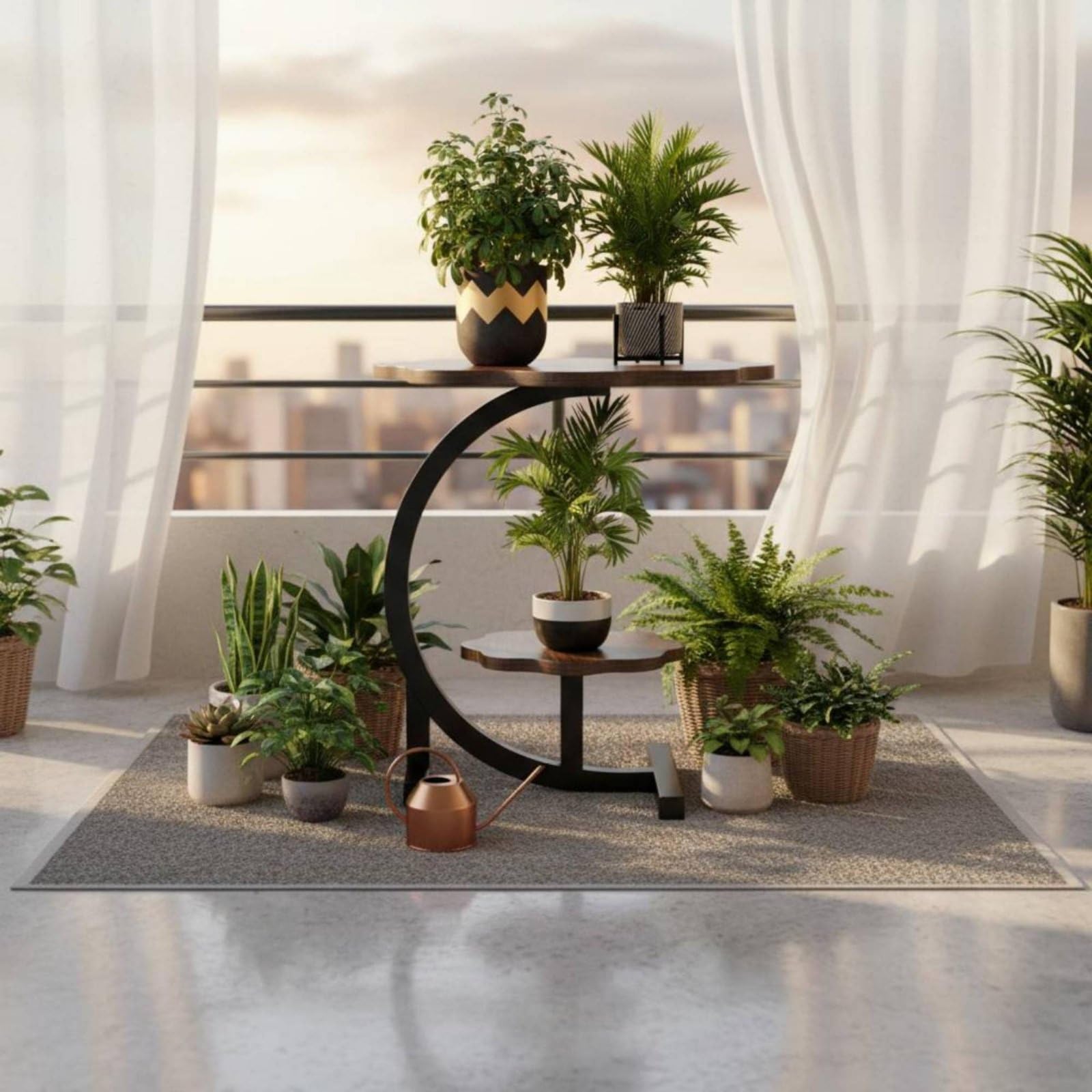 Étagère à Plantes sur Luxueux Étagère à Fleurs sur Pied Anti-Rouille Porte-Plantes Vertical En Métal pour Fleuristes, Balcon, Terrasse , Blanc , Blanc Ivoire