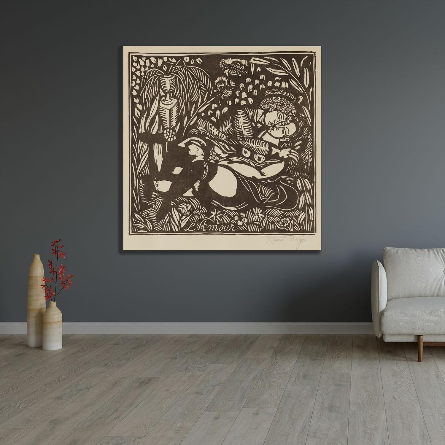 ArtDirect Love (1910) Unframed Art Print Giclee Poster by Raoul Dufy - Ready for Framing with Customization Sizes 8x8, 11x11, 16x16, 24x25, 36x37 and 48x49 inches