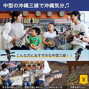 Amazon.co.jp: 三線 中型サイズ沖縄三線 初心者用シンプルセット