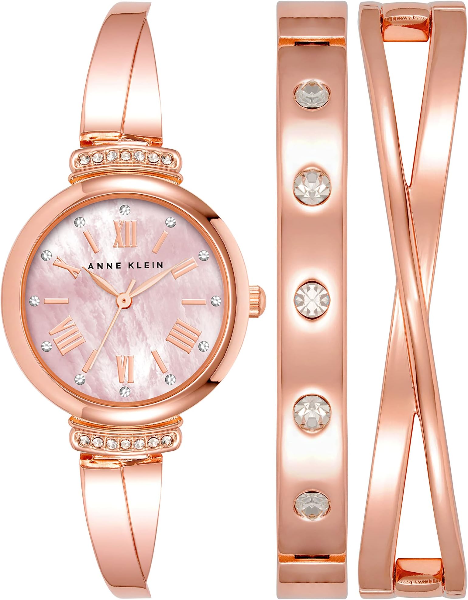 Anne KleinWomen's Premium Crystal Accented Bangle Watch Set, AK/2245