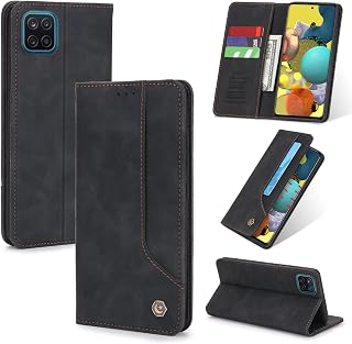 Celular Capa Samsung Galaxy A22 5G Case Flip Kickstand Suporte para 5 Cartões Carteira de Couro de Design Protetora de Adsorção Capa Traseira de TPU macia e flip Magnética Para Galaxy A22 5G Case:Preto