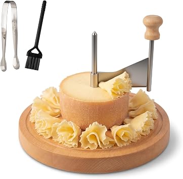Starry Cheese Curler Wheel for Tete de Moine Style Cheese & Chocolate Cheese Shaver Wheel for Hard Cheese with Stainless Steel Slicer Wooden Base Flower Cutter