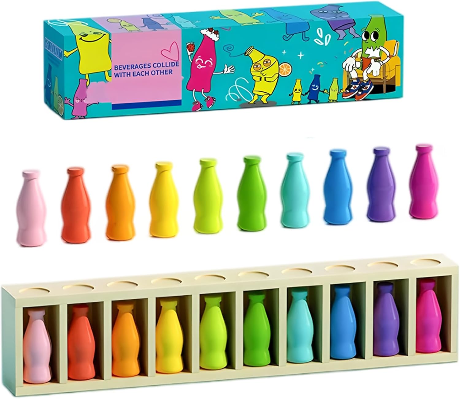 Fun Board Game,Bottle Color Challenge Game for Kids and Adults,Pouplar Gameplay for Party Outdoor Backyard Travel Camping Match the Bottle Toy for Family Parent Child Firends Classmates (bottle)