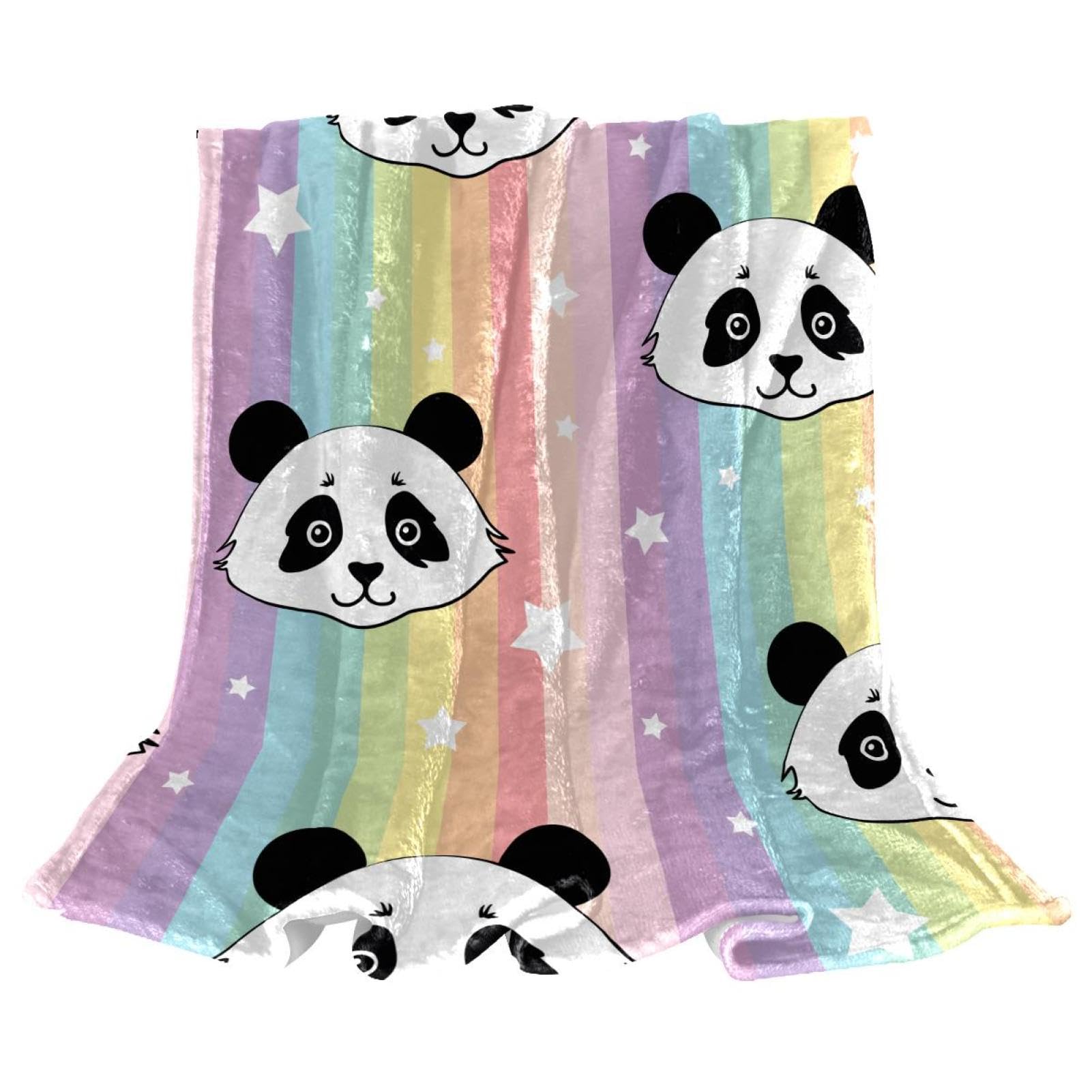 Couverture Polaire Panda Coloré 150x200 cm pour Lit et Canapé