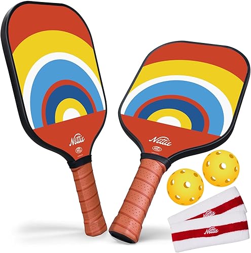 Nettie Pickleball Paddles Set of 124, USAPA Approved Carbon Fiber Pickleball Paddle, Christmas Pickleball Gifts for Women, Pickleball Set for