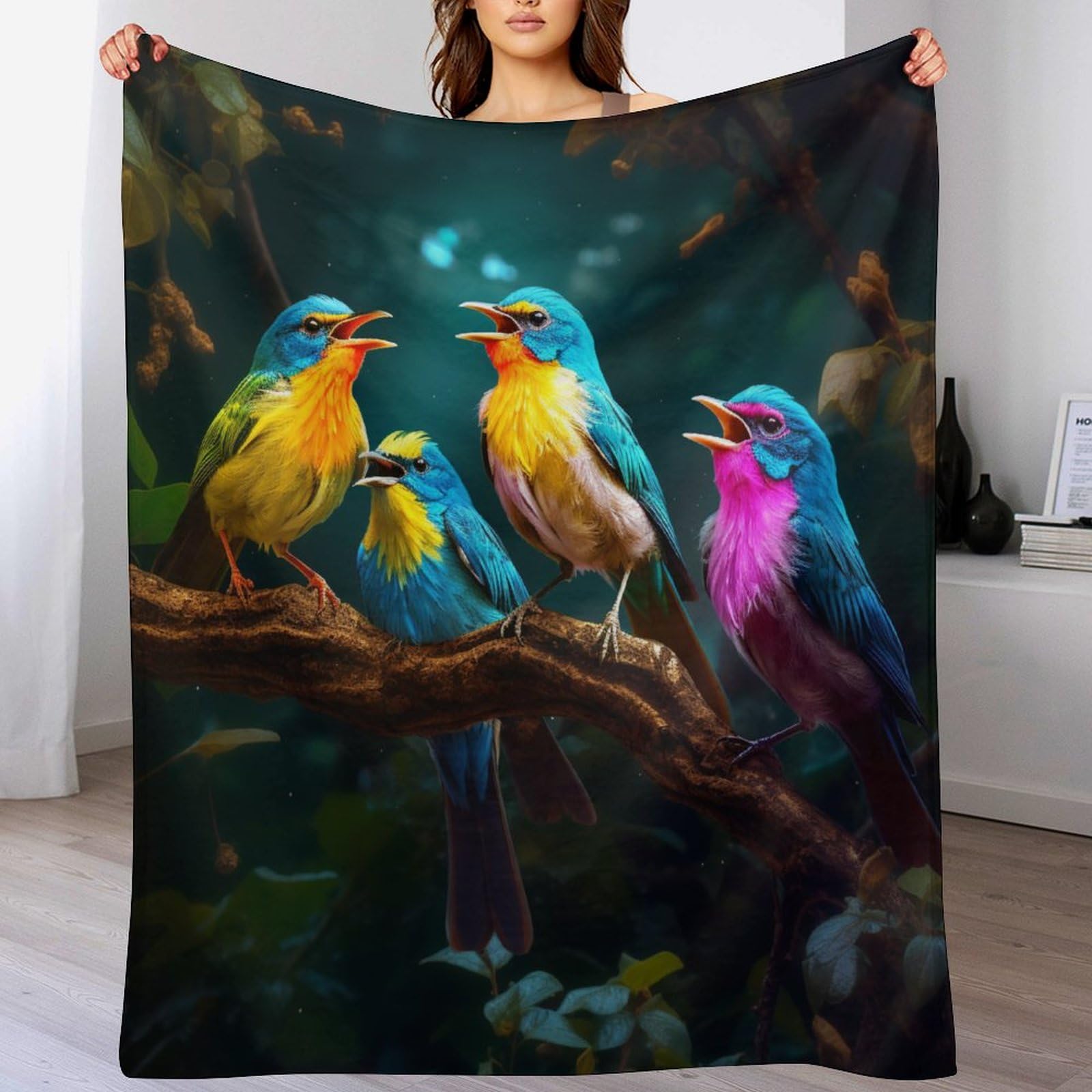 Couverture legere oiseau mignon pour soiree cocooning sur le canape