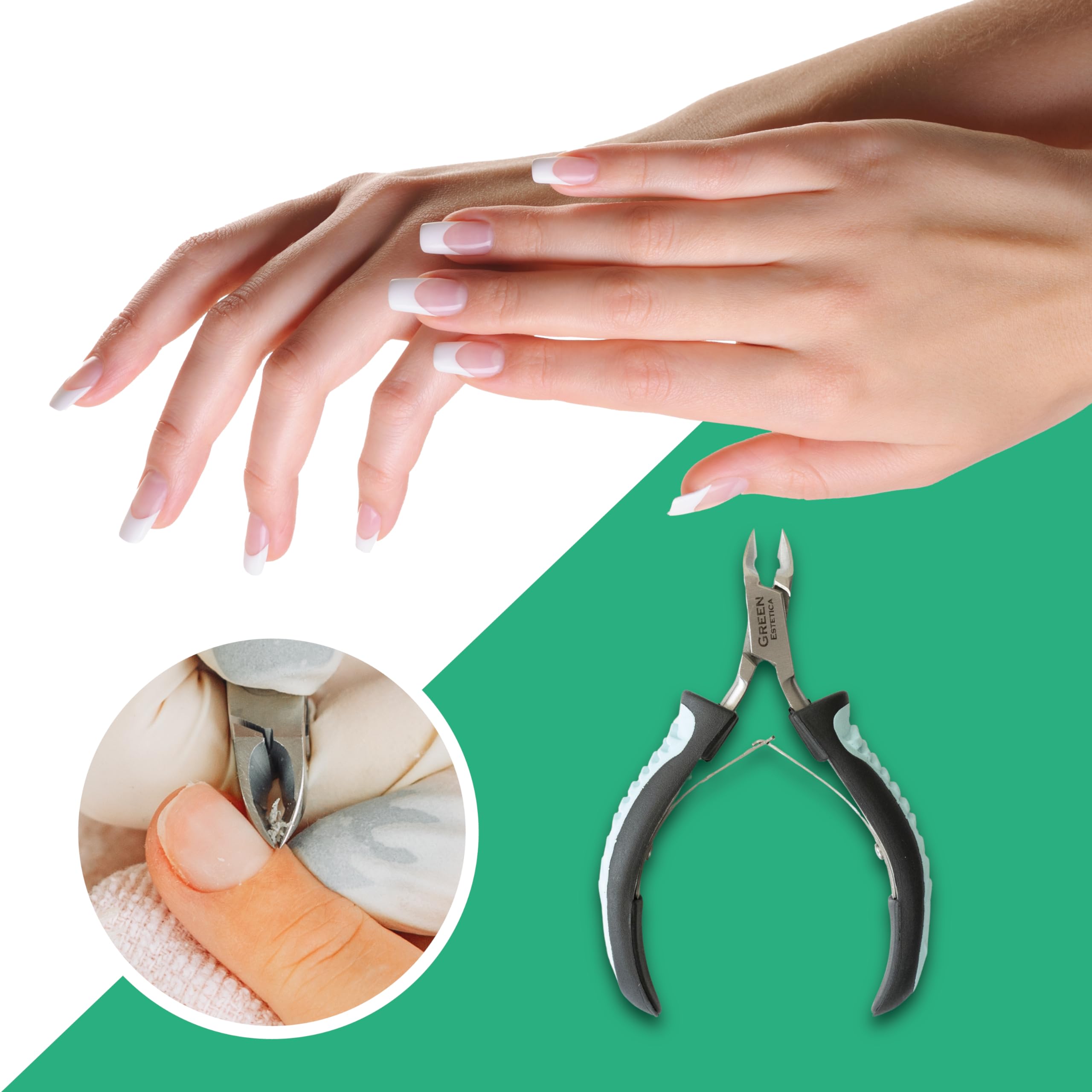 Nagelhautschneider mit rutschfestem Griff, professioneller Nagelhautschneider aus Edelstahl, scharfe Klingen, Doppelfeder-Nagelhautzange für Nagelpflege, Pediküre, Maniküre, Nagelwerkzeuge (Silberner