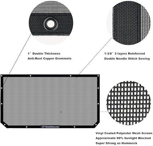 Miniatura 4 de Shadeidea - Parasol para Jeep Wrangler JL Unlimited (2018-2023) de 2 puertas y 4 puertas frontales, pantalla de malla negra para parasol JLU SAHARA