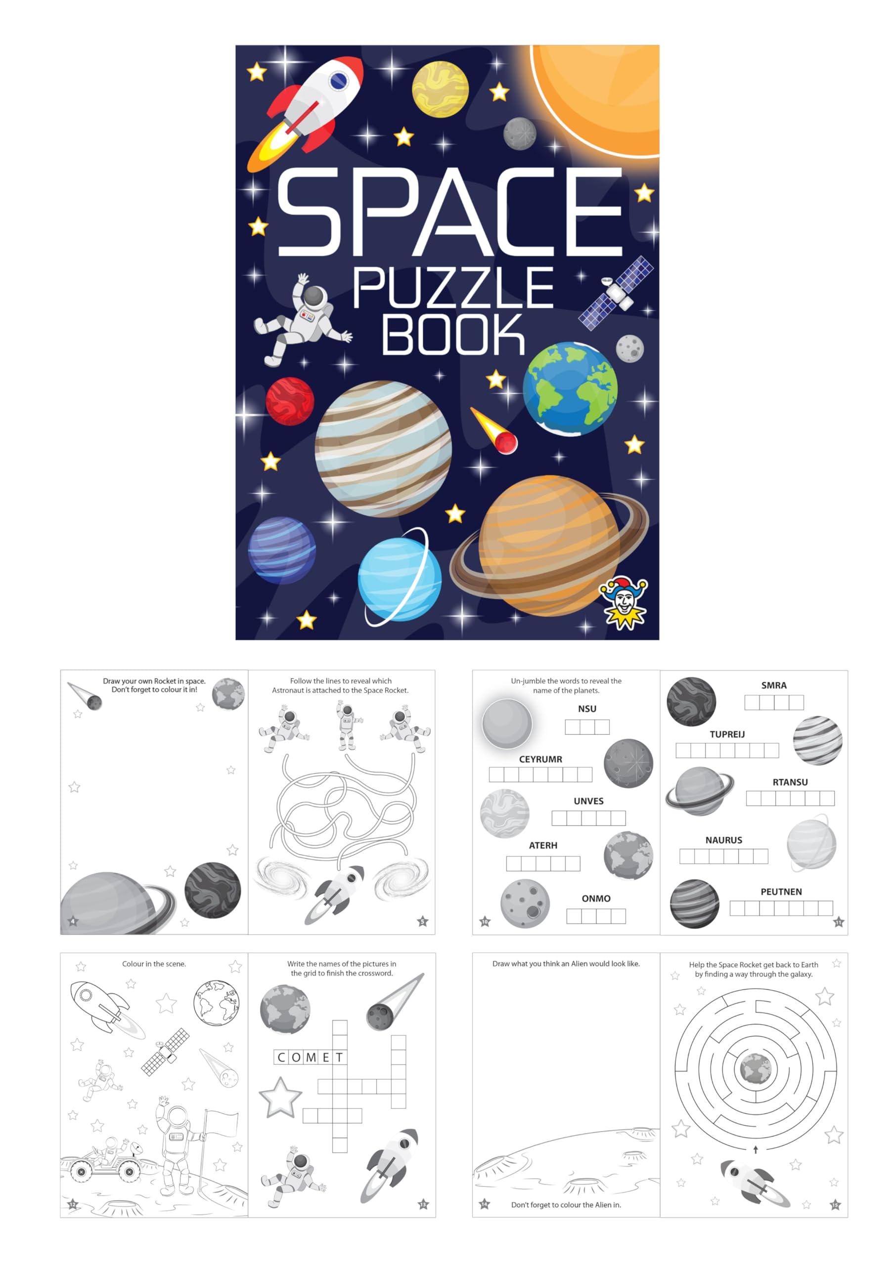Henbrandt 48 x Mini Space Puzzle Books for Kids A6 Activity Book Astronomy Colouring Word Puzzles Planets Book Fun Prizes Party Bag Fillers Party Favour for Boys and Girls — image 1