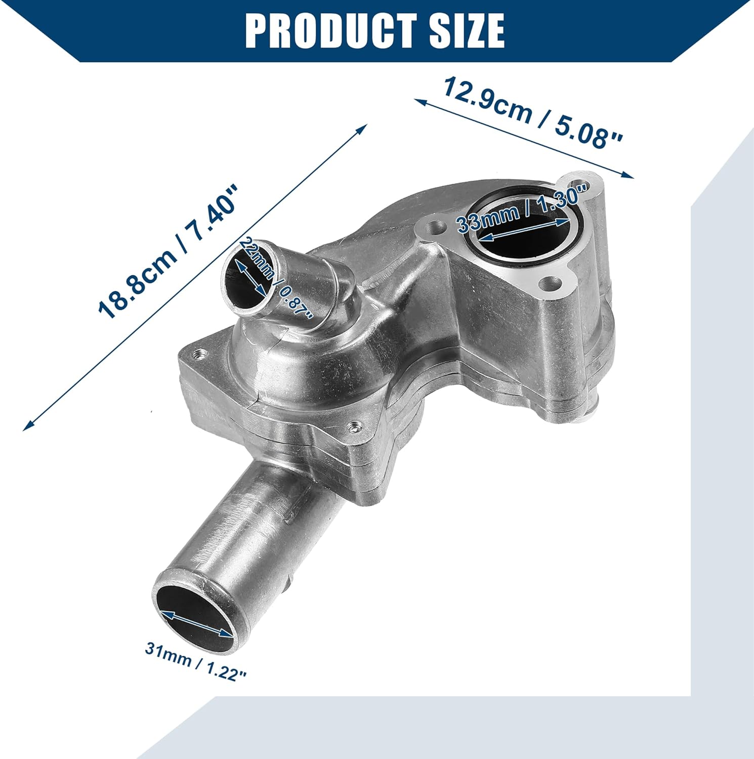 Thermostat Assembly with Housing Sensor for Ford for Mustang 4.0L 2005-2010 / Front Coolant Thermostat Housing Assembly/Durable Aluminum Alloy / 1Pcs Silver Tone