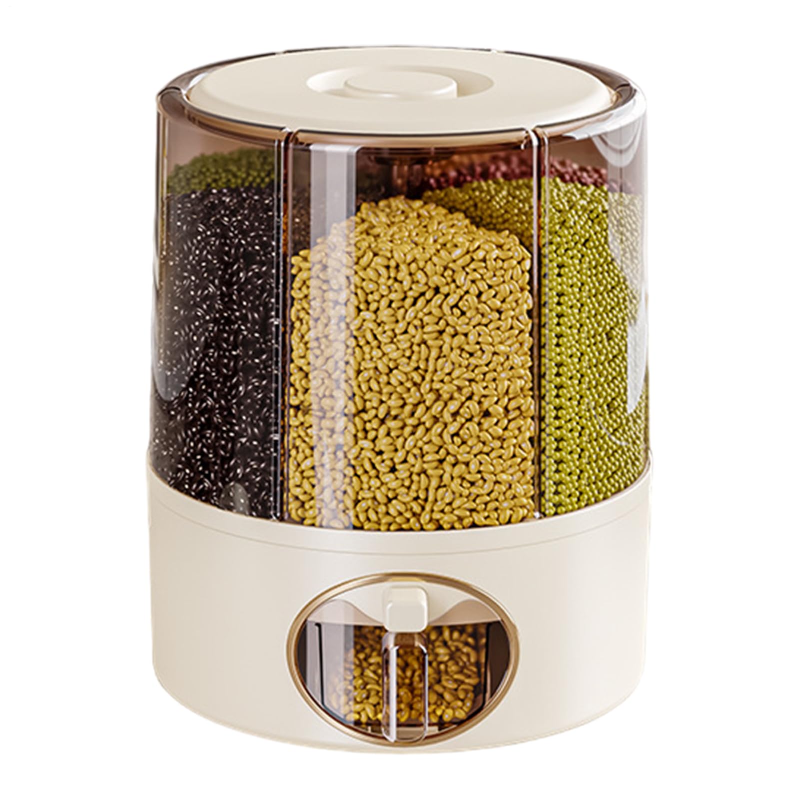 Contenitore per cereali 6 griglie rotante sigillato dispenser | Dispenser di riso a 6 griglie per la casa cucina dispensa cereali cereali Pet Food Container Organizzazione