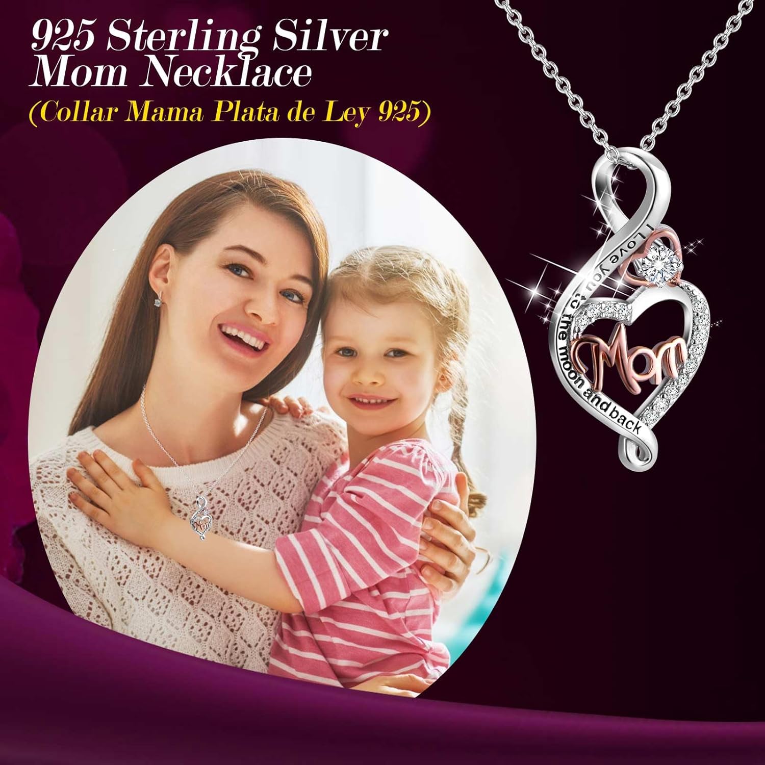 ADDWel Ultimate Mom Gift Bundle: Preserved Real Roses with 925 Sterling Silver Necklace & I Love You Mom Keychain - Unique Birthday, Mother's Day from Daughter Son