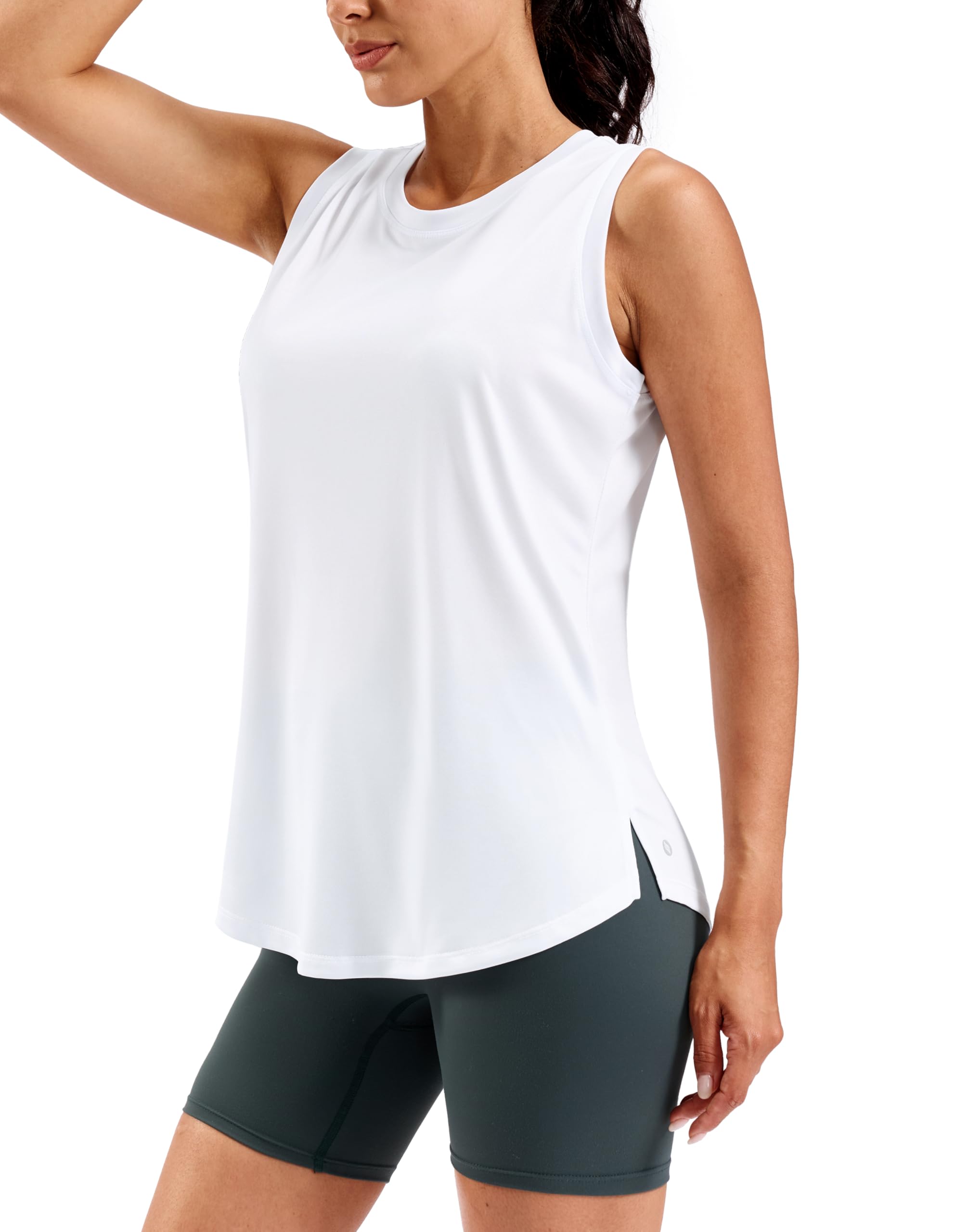 SANTINY Women's Lightweight Long Workout Tops Sleeveless Tennis Gym Yoga Shirts Athletic Running Tank Top for Women Loose Fit — view 20