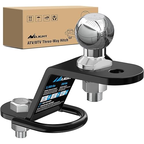 Nilight ATV/UTV Three-Way Hitch with 2 Inch Ball 3500lbs 3 Trailer Hitch Ball Mount Lawn Mover Hitch ATV UTV Trailer Hitch Adapter 3" Drop/Rise 3 Mounting Options