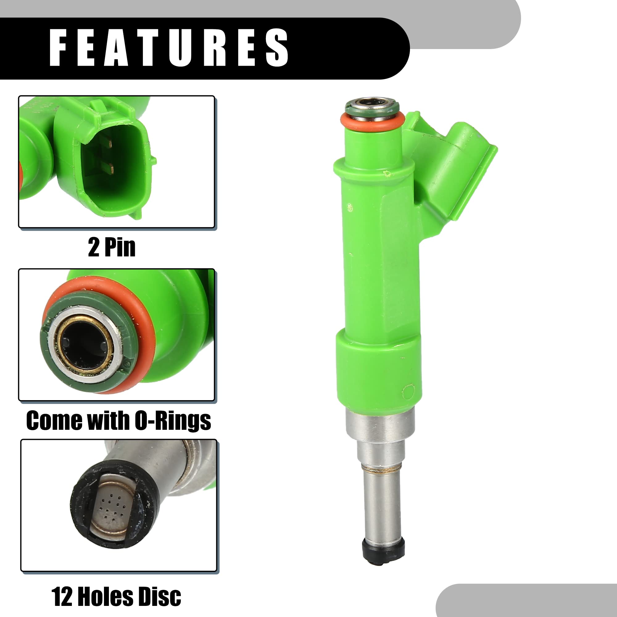 QUARKZMAN Carburante Iniettore 23250-0V010 - per Scion TC A/T Metallo Verde - 4pz