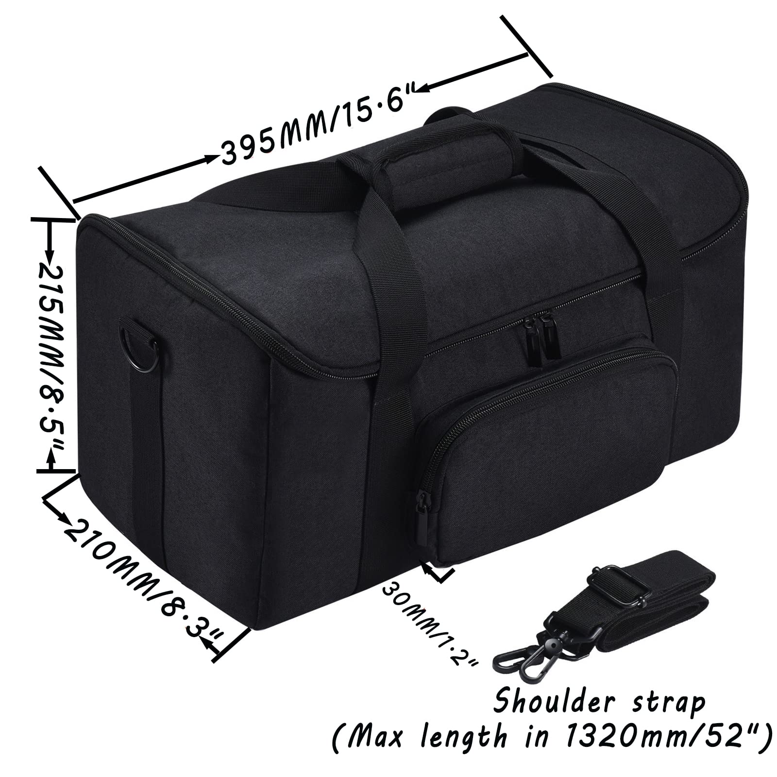 Caso Bolso de Mano con Correa para el Hombro y Bolsillos de Almacenamiento adicionales Carcasas para Ultimate Ears HYPERBOOM Altavoz Bluetooth portátil,Cargador, Cable, Teléfono (Negro)