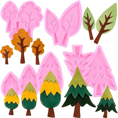 MIYAHOUSE Moldes de fondo de manzano, colección de tocones de pino, moldes de silicona para decoración de pasteles, decoración de pasteles,