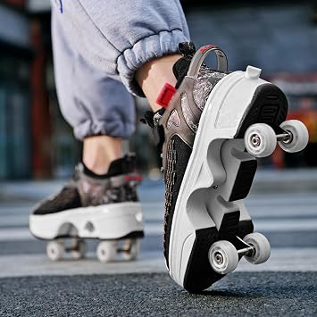 Roller Shoes, with Wheels Roller Skates Shoes, Skateboard Shoes Comfortable and Breathable Quad Skates Adjustable Roller Skates,Noir-35 EU