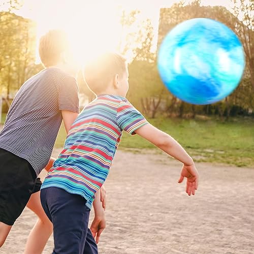 Miniatura 6 de Deekin 2 bolas hinchables marmoleadas de 15 pulgadas y 18 pulgadas, bolas inflables de goma grandes para patio de juegos, bolas sensoriales para