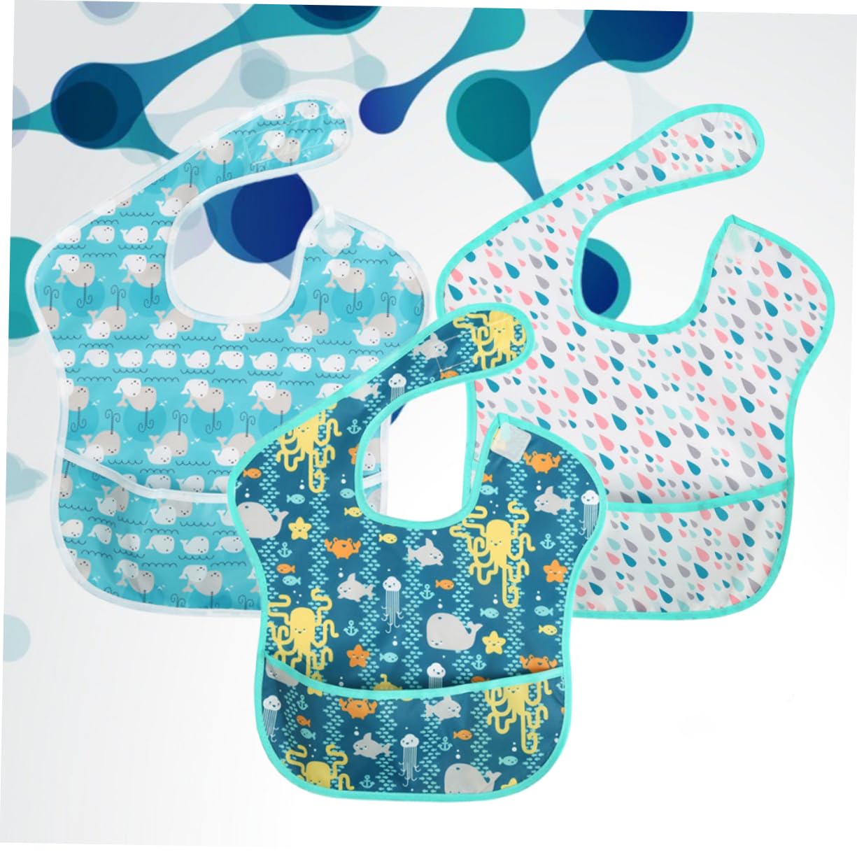 ibasenice 9stücke Teiliges Lätzchen Wasserdichtem Material Mit Cartoon-muster Kleiner Oktopus Kleine Regentropfen Kleiner Wal Spucktuch Für Neugeborene Und Kleinkinder Einfach Anzulegen