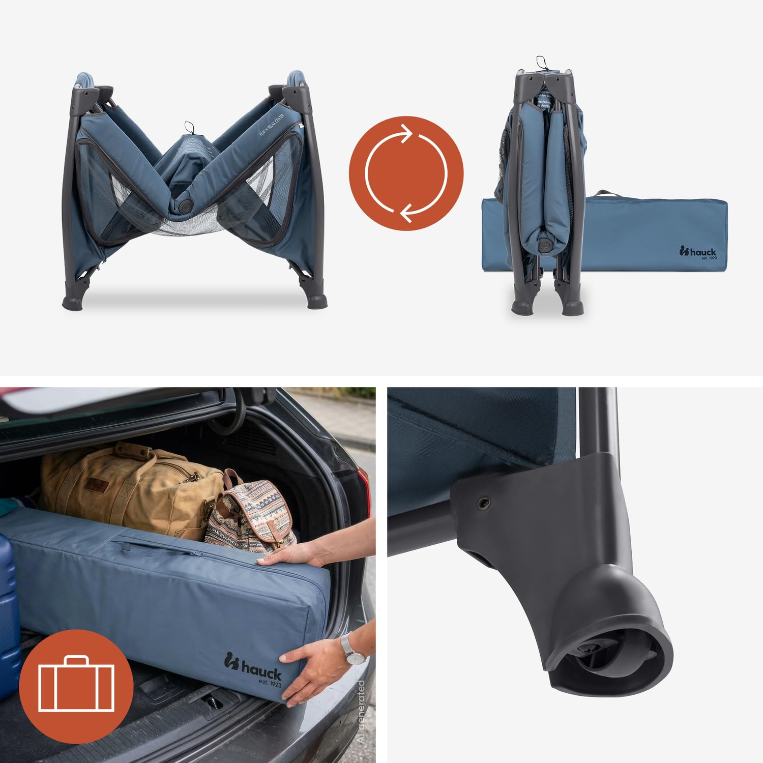 Hauck Cuna de Viaje Bebe Play N Relax - Doble Altura Recién Nacidos - Azul