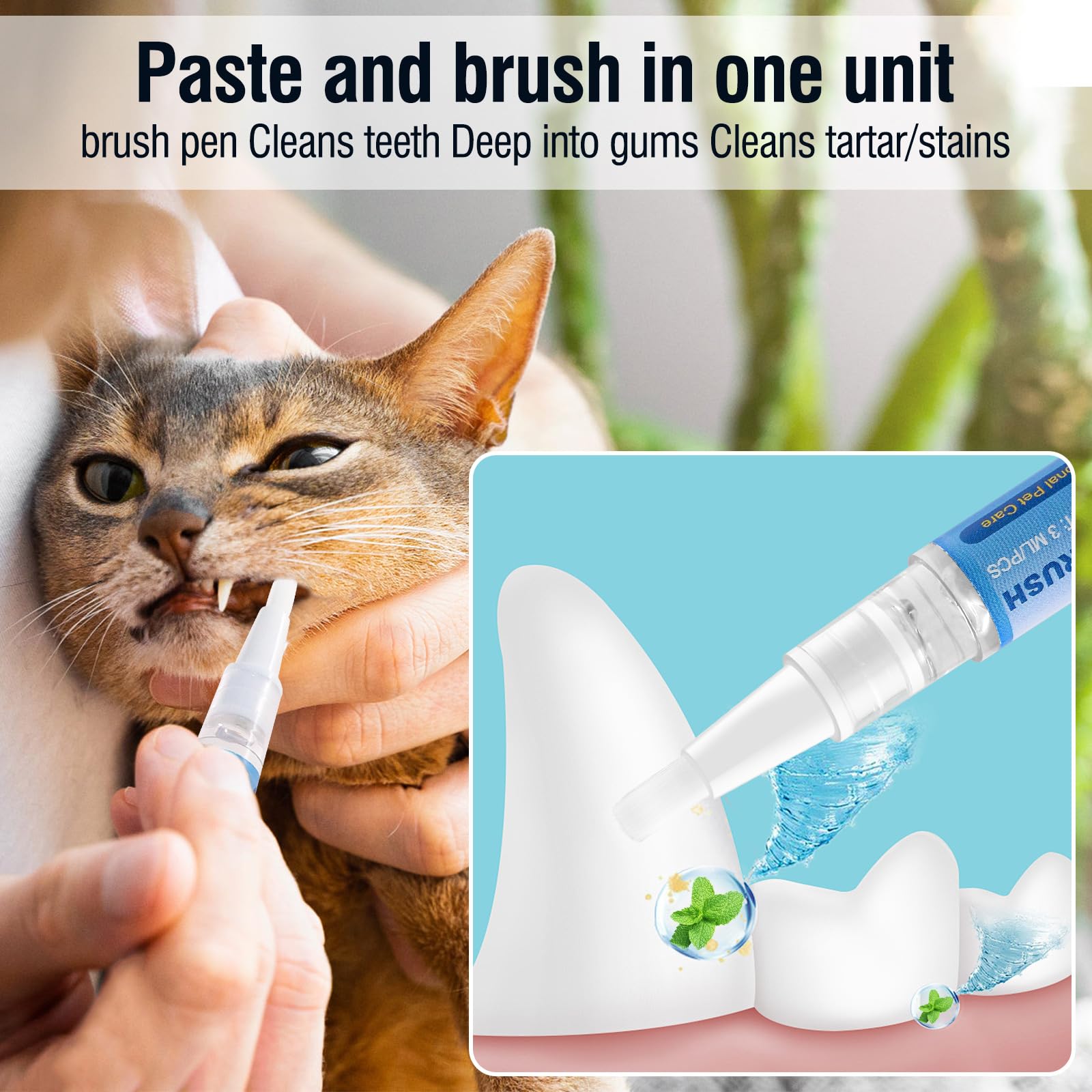 3 bolígrafos para cepillo de dientes para mascotas, bolígrafo iluminador de dientes para perros, mascotas, perros, gatos, limpieza de dientes para cuidado dental, perros, gatos, plantas
